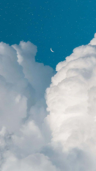 Of Blue Sky With White Clouds And A Hint Green