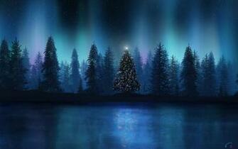 Wallpaper Aurora At Christmas Night X Widescreen