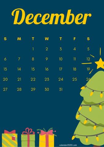 iPhone December Calendar HD Wallpaper