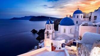 Wallpaper Thira Greece Oia Sea Nature Coast Cities