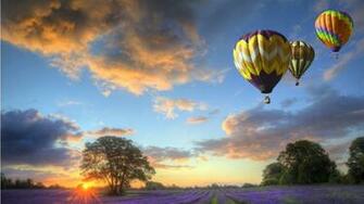 Hot Air Balloons Over The Farm Wallpaper Glass