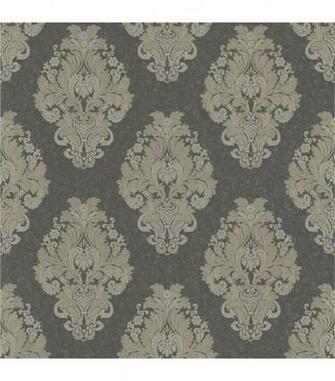 Bromley Charcoal Satin Damask Wallpaper Sample Jo Ann