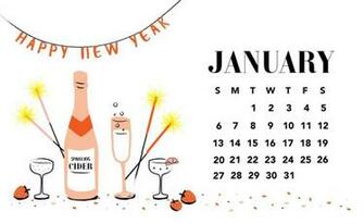 January HD Calendar Wallpaper