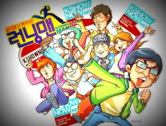 Cartoon Running Man With Logos Wallpaper