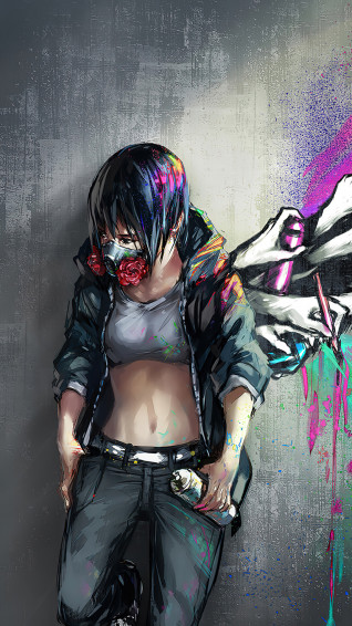 Anime Girl Graffiti Wall Art 4k Wallpaper iPhone HD Phone 9250f