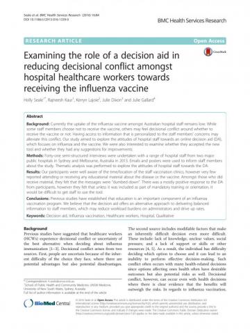 Examining The Role Of A Decision Aid In Reducing Decisional