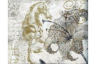 Paper Brown Hibiscus Sea Horse Wallpaper Border
