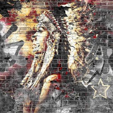 Custom Wallpaper Murals 3d Graffiti Art Wood Grain Brick Wall