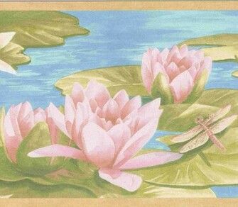 Details About Lily Pads And Dragon Fly Wallpaper Border Fm7340b