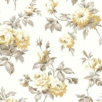 Charlotte Yellow Vintage Rose Toss Wallpaper Warehouse