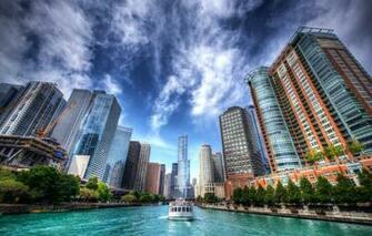 Wallpaper The Sky River Building HDr Chicago Il