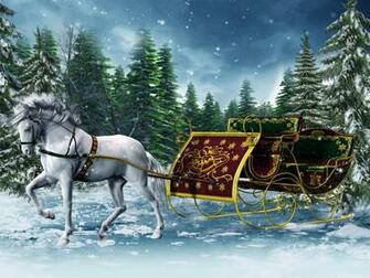 Sleigh 3d Horse Winter Graphics Wallpaper