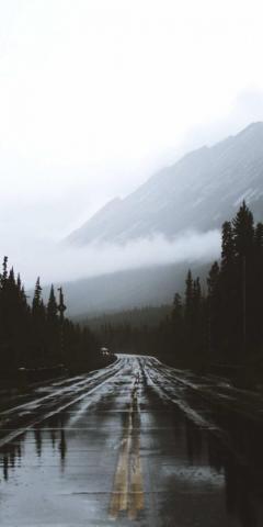 Alberta Canada Road Rainy Day iPhone Wallpaper