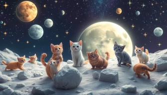 Cats On The Moon Wallpaper