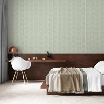 Sage Green Art Deco Wallpaper Self Adhesive The Wallberry