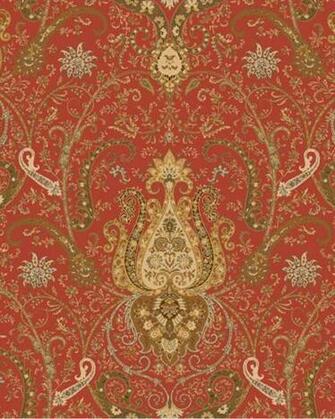 Wa7719 Waverly Classics Red And Green Byzance Damask Wallpaper