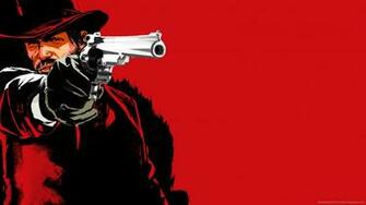 Rdr John Marston With Gun On A Red Background Wallpaper