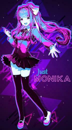 A Very Trippy 1980s Monika Wallpaper I Made While Messing Around