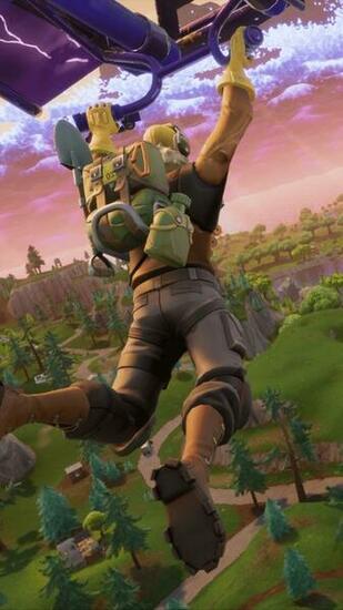 Fortnite Battle Royale Player Flying Mobile Wallpaper