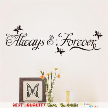 Always Forever Black Words Lettering Waterproof Wall Decals