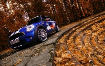 Mini Cooper In Fall Exclusive HD Wallpaper