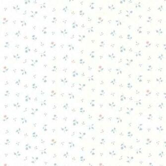 Sicily Blue Small Floral Toss Wallpaper