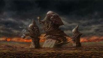Dark Horror Evil Occult Demons Skull Fire Art Wallpaper