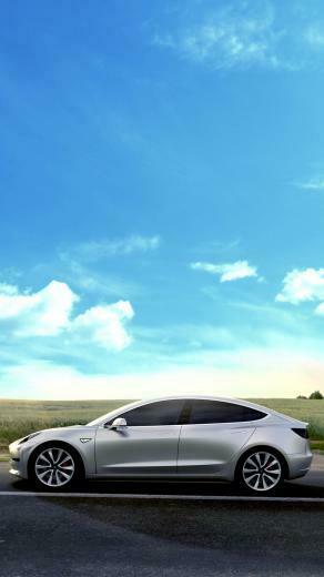 Tesla Model Sky Clouds Android Wallpaper