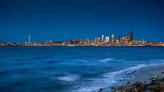 Wallpaper Seattle City Sea Sky Full HD 1080p