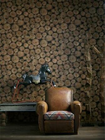 Rustic Lodge Wooden Log Ends Wallpaper Timber Industrial