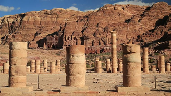 Columns Of Great Temple In Petra Ancient Historical And