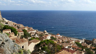 Houses On The Hill In Village Monemvasia Greece Stock Video