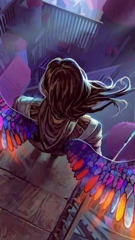 Colorful Wings Fantasy Angel Wallpaper Mobile