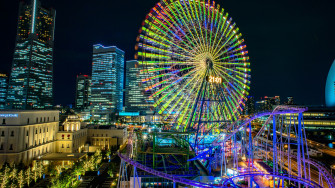 Wallpaper Ferris Wheel Roller Coaster Lights City Night UHD 4k Picture Image