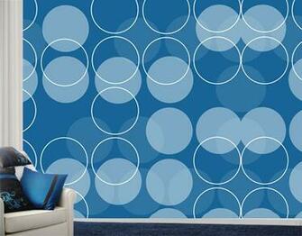 Wall Mural In Orbit Wallpaper Art Decor Circles Blue Modern