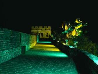 Great Wall Of China Landmark Night Building Stock