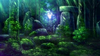 Wallpaper Forest Tree Scenic Anime Picsfab Desktop