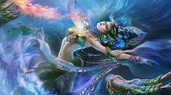 Art Rong Girl Dragon Water Sprays Fire G Wallpaper