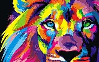 Lion Colorful Artwork 4k HD Wallpaper Wallpaperbyte