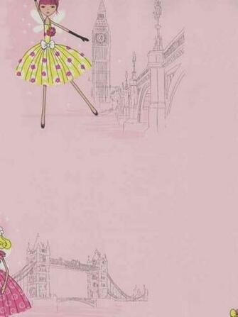 Pink Paris Tea Time Wallpaper Baby Nursery Kids