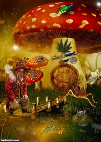 Cheech And Chong At Their Mushroom House Wallpaper