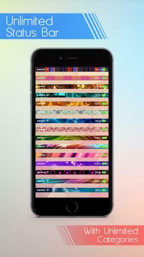 Fancy Status Bar Wallpaper Customizer With Colorful Top Overlays On