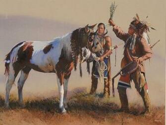 Art John Fawcett Indians Animals Horse Western Native Indian Wallpaper