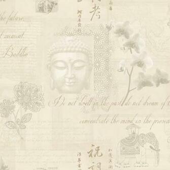 Linen Cream Tranquility Buddha Calligraphy Elephant
