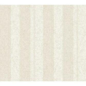 Classics Eggshell Beige And Pale Taupe Crackled Stripe Wallpaper
