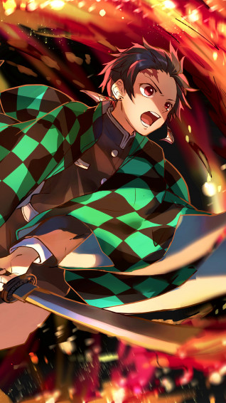 Tanjiro Kamado Flame Katana Kimetsu No Yaiba 4k Rare