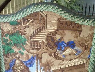 French Six Panel Screen With Antique Paper Of Eastern Seraglio Scene