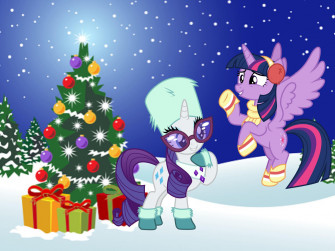 Rarity And Twilight Outside To The Christmas Tree By