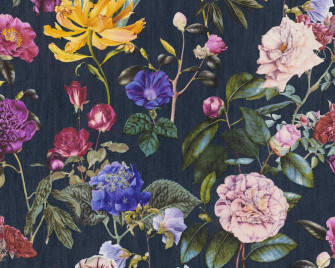 Navy Floral Wallpaper