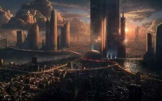 3d Abstract Art Future City Wallpaper Full HD